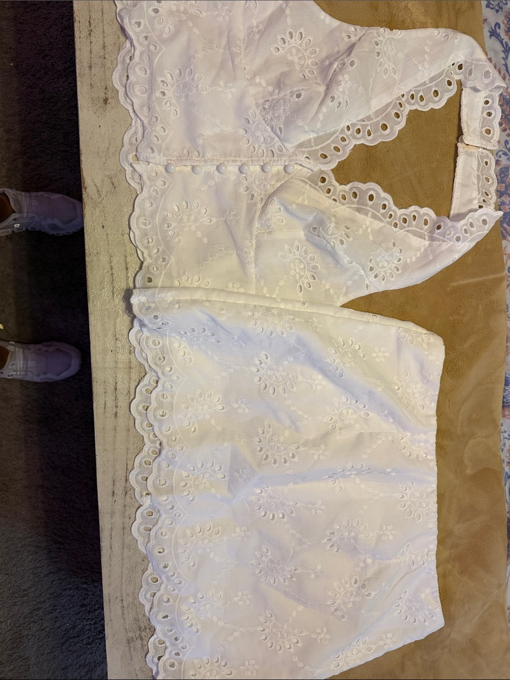 SHEIN White Eyelet Two-Piece Crop Top and Skirt Set